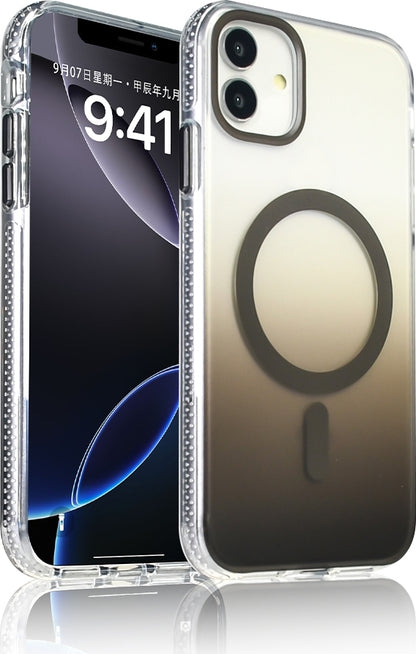 Rengareng iPhone 11 Kılıf M-Safe Şarj Özellikli Transparan Renk Geçişli Zore Toros Kapak - Gri