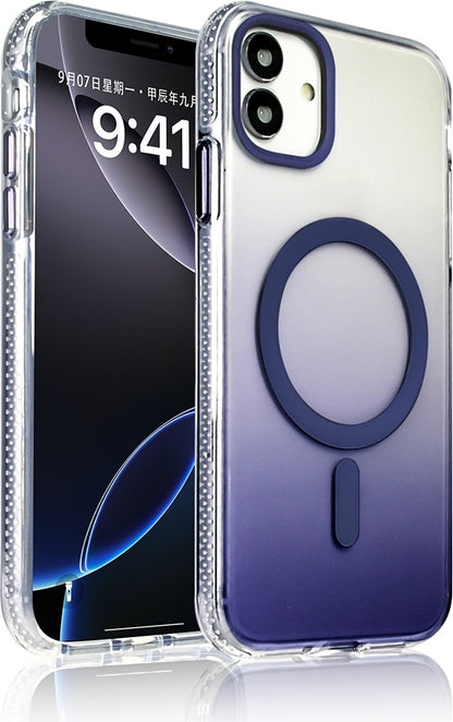Rengareng iPhone 11 Kılıf M-Safe Şarj Özellikli Transparan Renk Geçişli Zore Toros Kapak - Mor