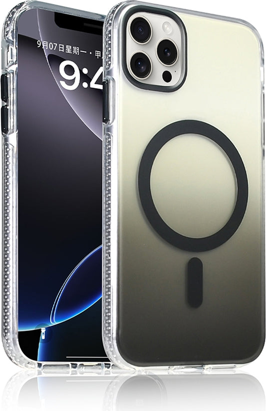Rengareng iPhone 14 Pro Max Kılıf M-Safe Şarj Özellikli Transparan Renk Geçişli Zore Toros Kapak - Gold