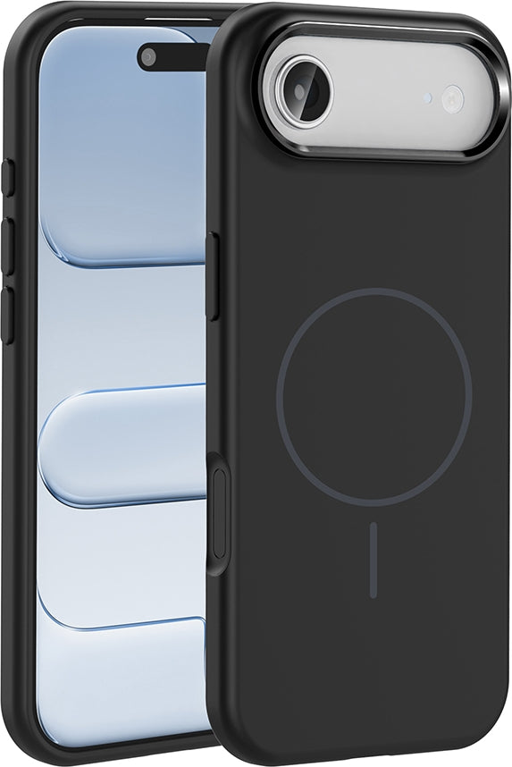 Rengareng iPhone 17 Air Kılıf M-Safe Şarj Özellikli Metal Kamera Çerçeveli Mnc Edi Silikon Kapak - Siyah