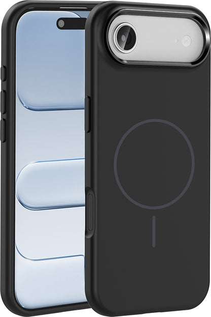 Rengareng iPhone 17 Air Kılıf M-Safe Şarj Özellikli Metal Kamera Çerçeveli Mnc Edi Silikon Kapak - Siyah