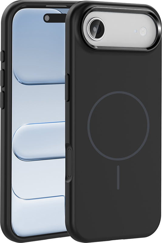 Rengareng iPhone 17 Air Kılıf M-Safe Şarj Özellikli Metal Kamera Çerçeveli Mnc Edi Silikon Kapak - Siyah