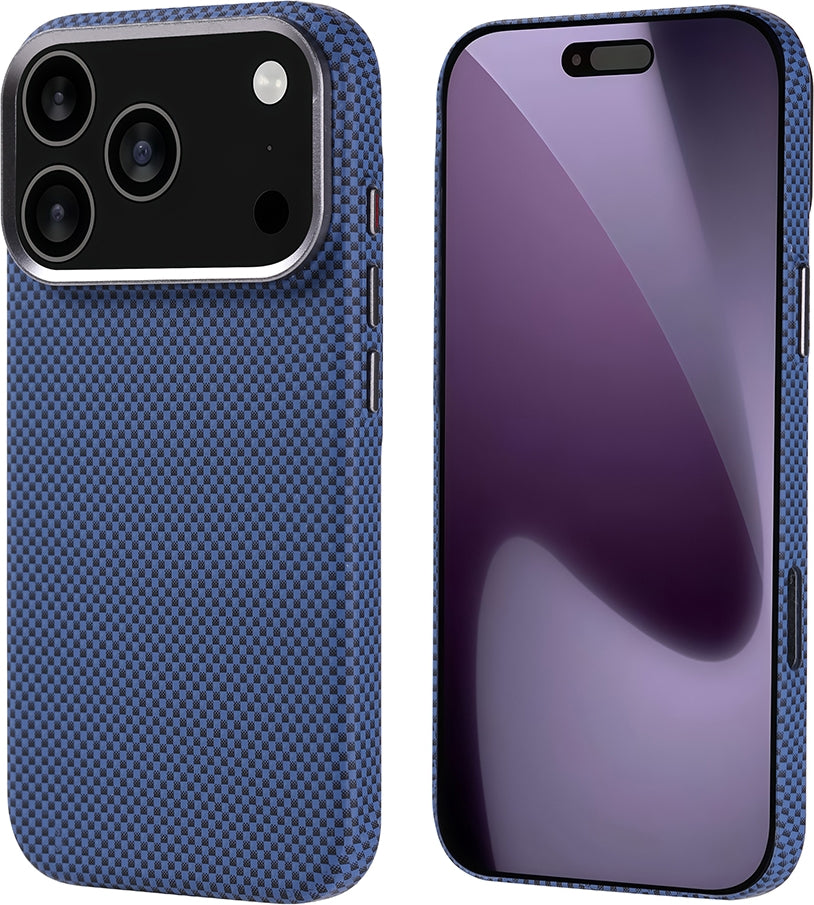 Rengareng iPhone 17 Pro Kılıf M-Safe Şarj Özellikli Karbon Fiber Görünümlü Mnc Nekst Kapak - Lacivert