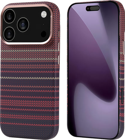 Rengareng iPhone 17 Pro Kılıf M-Safe Şarj Özellikli Karbon Fiber Görünümlü Mnc Nekst Kapak - Lacivert