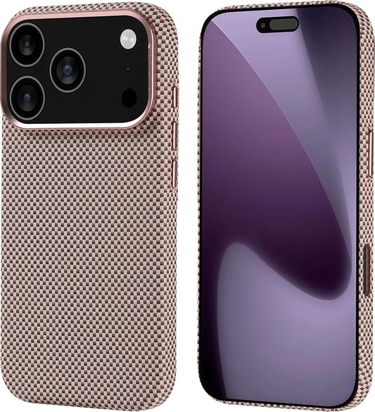 Rengareng iPhone 17 Pro Kılıf M-Safe Şarj Özellikli Karbon Fiber Görünümlü Mnc Nekst Kapak - Gold