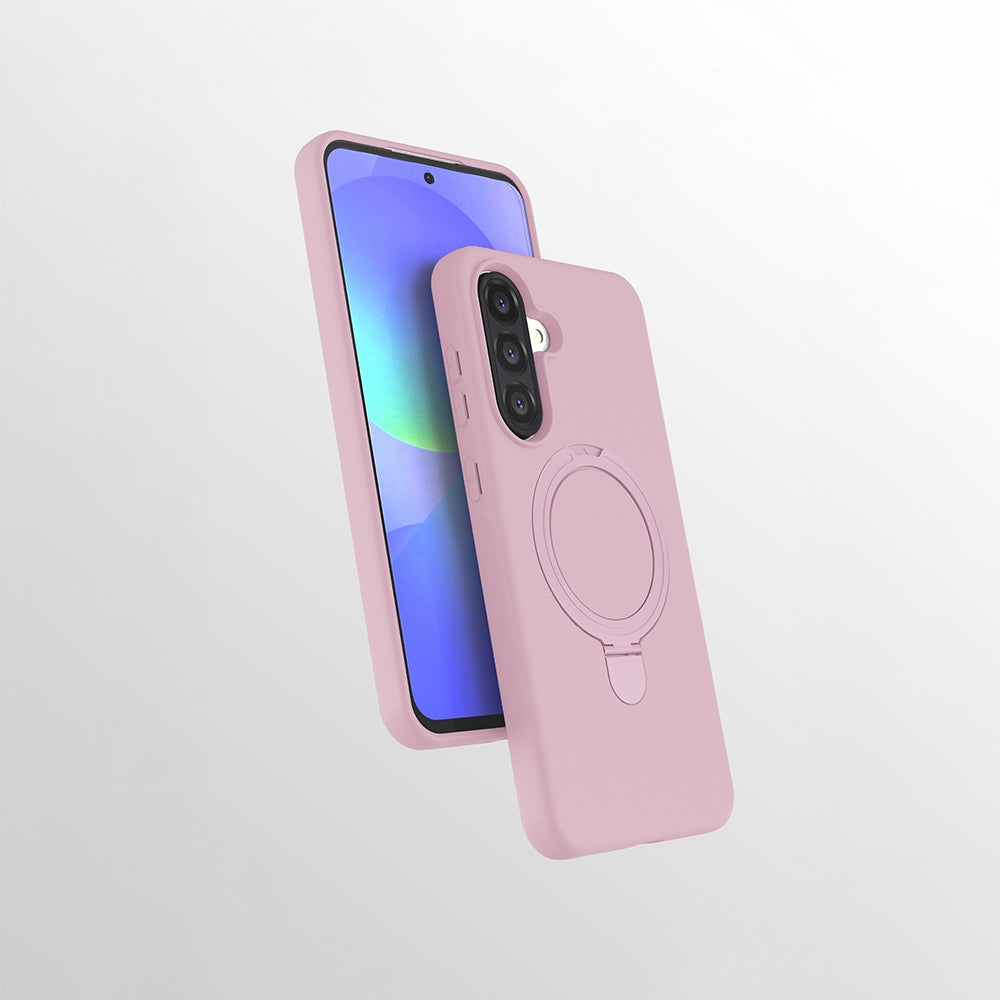 Rengareng Galaxy A56 Kılıf M-Safe Şarj Özellikli Standlı Mnc Samara Kapak - Pembe