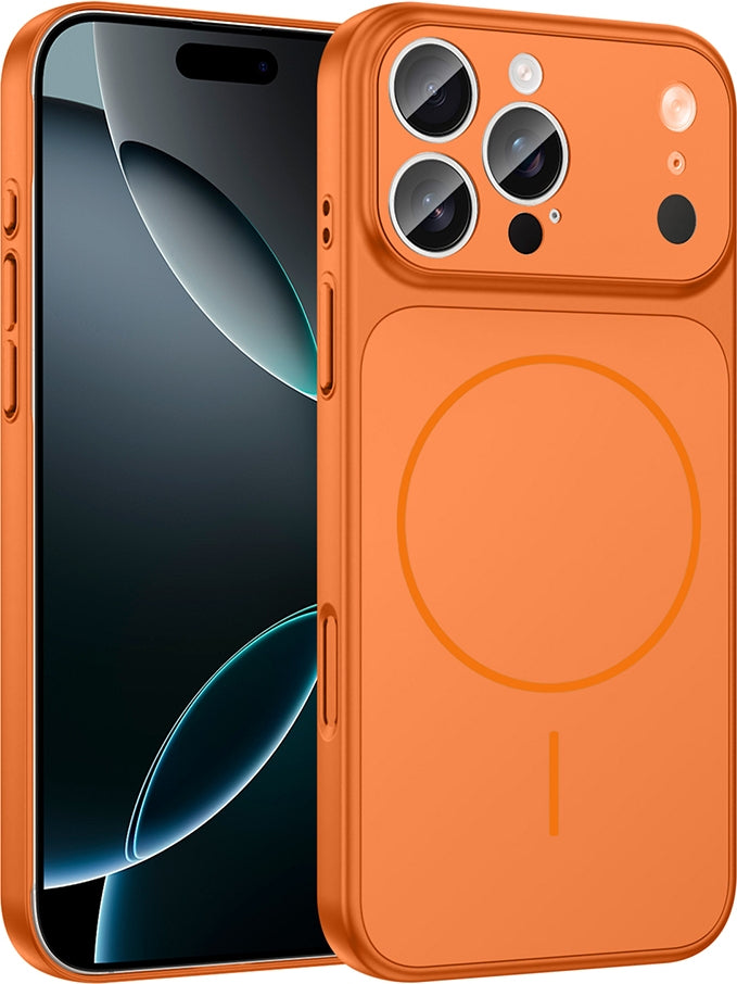 Rengareng iPhone 15 Pro Kılıf Zore M-Safe Şarj Özellikli Kamera Korumalı Formen Kapak - Turuncu
