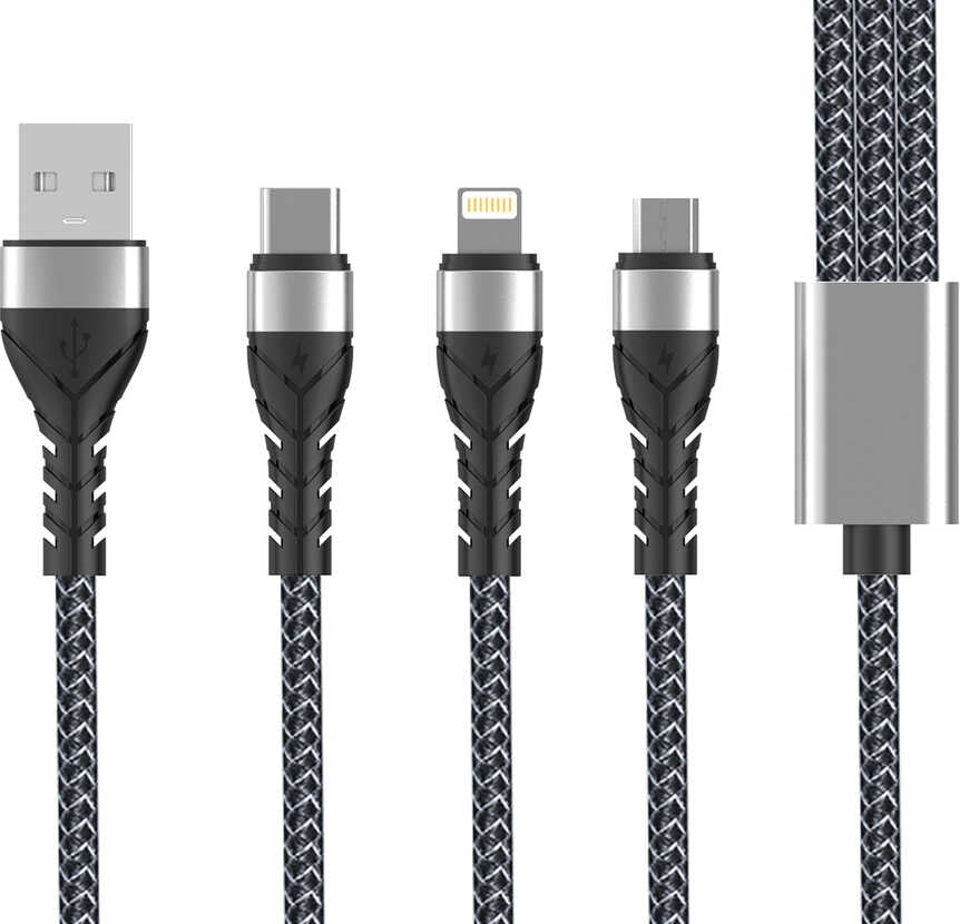 Rengareng Siyah Bax 3 In 1 USB Kablo 1.2m