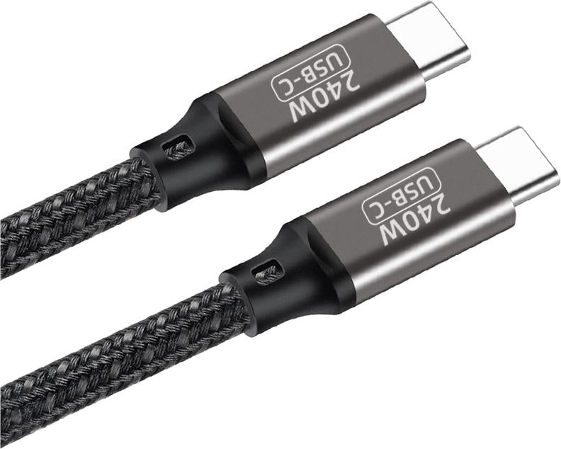 Rengareng Siyah QG02 Type-C To Type-C Pd3.1 Data Kablosu 240W 480MBPS 0.5 Metre