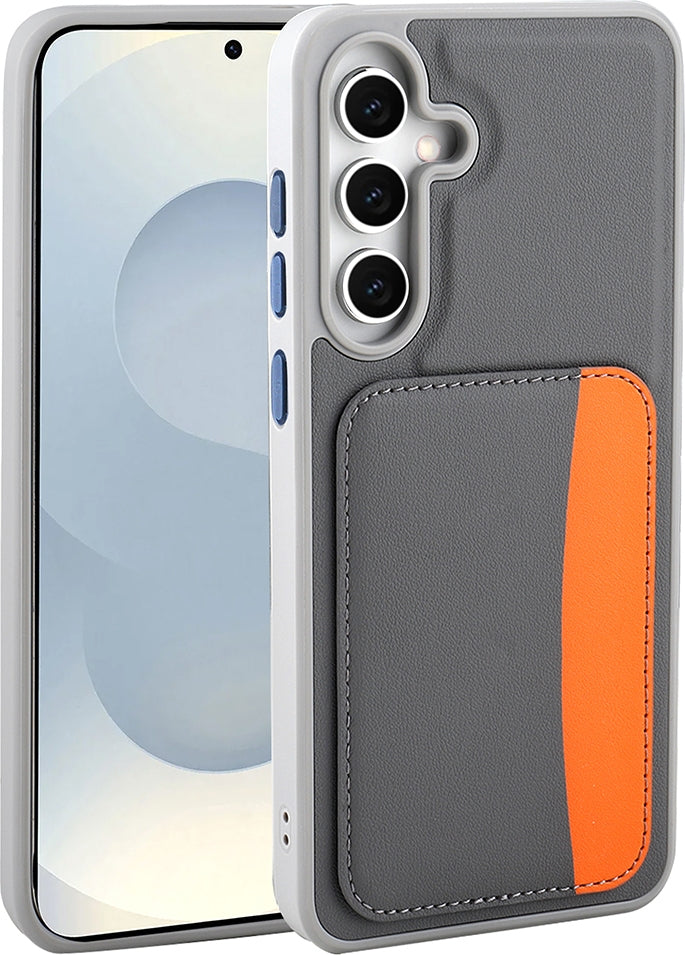 Rengareng Galaxy A36 Kılıf Kartlıklı Zore X-Kart Silikon Kapak - Koyu Gri
