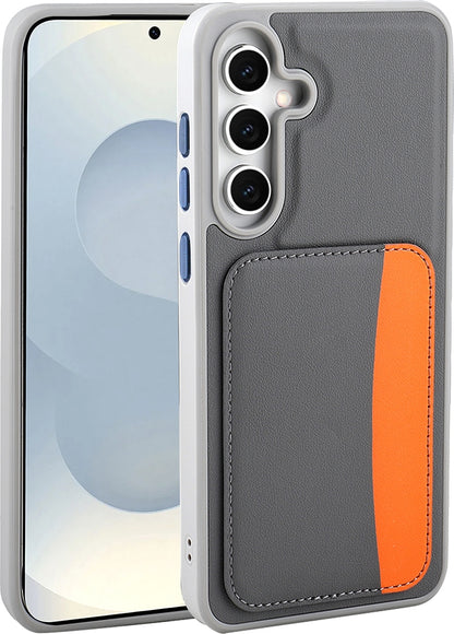Rengareng Galaxy A36 Kılıf Kartlıklı Zore X-Kart Silikon Kapak - Koyu Gri