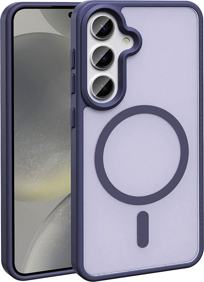 Rengareng Galaxy S25 Fe Kılıf M-Safe Şarj Özellikli Mat Arka Yüzey Mnc Sio Kapak - Derin Mor