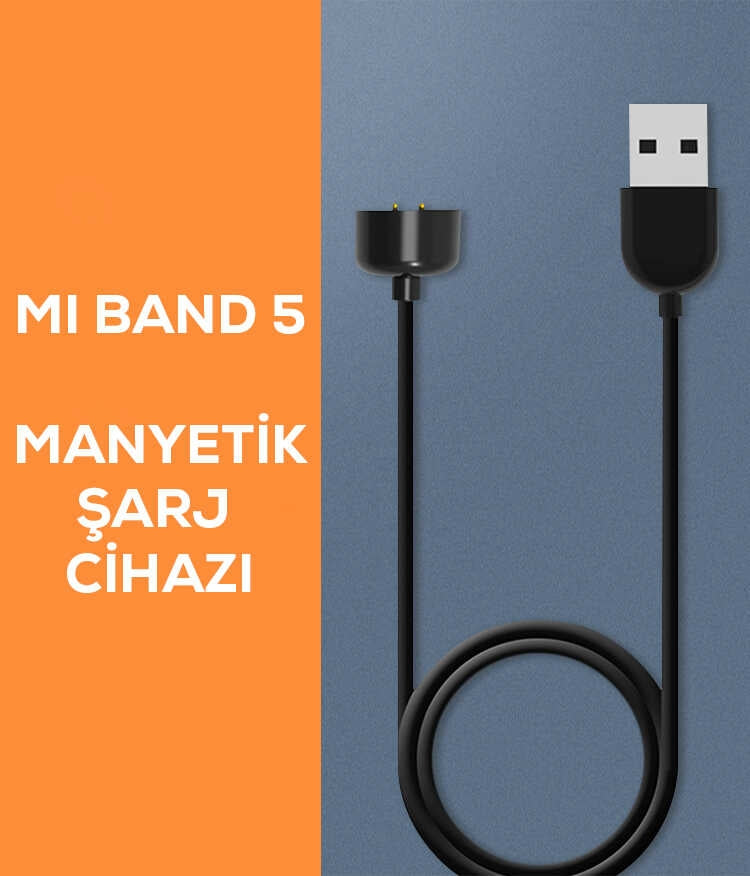 Rengareng Siyah Xiaomi Mi Band 6 USB Şarj Kablosu
