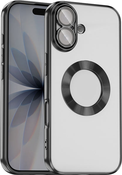 Rengareng iPhone 17 Kılıf Kamera Korumalı Logo Gösteren Zore Omega Kapak - Siyah