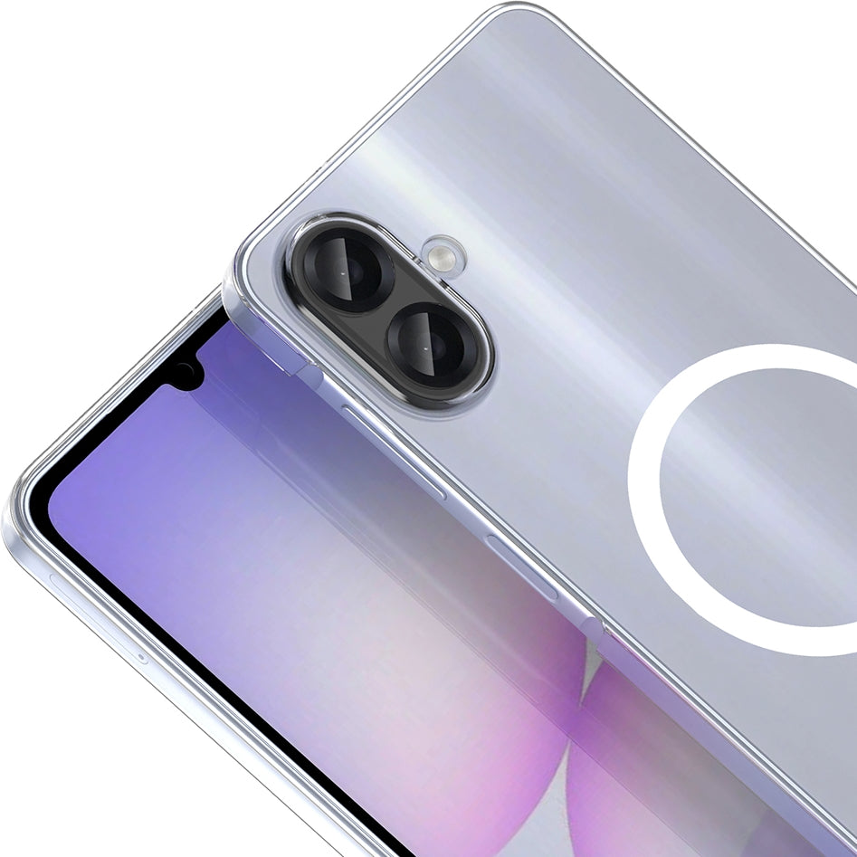 Rengareng Galaxy A07 Kamera Korumalı M-Safe Şarj Özellikli Şeffaf Zore London Silikon Kapak - Şeffaf