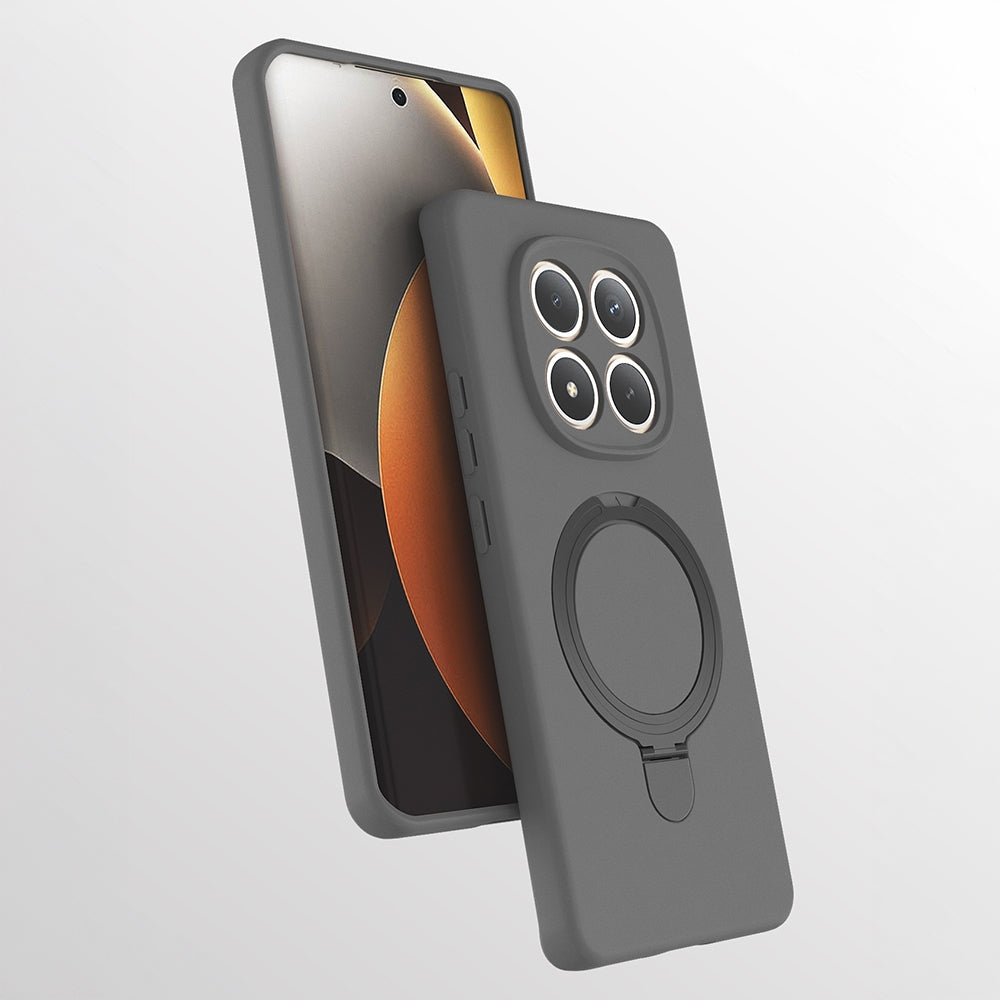 Rengareng Redmi Note 15 4g Kılıf M-Safe Şarj Özellikli Standlı Zore Samara Kapak - Titanyum-Gri