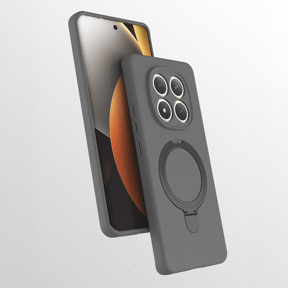 Rengareng Redmi Note 15 Pro Plus Kılıf M-Safe Şarj Özellikli Standlı Zore Samara Kapak - Titanyum-Gri