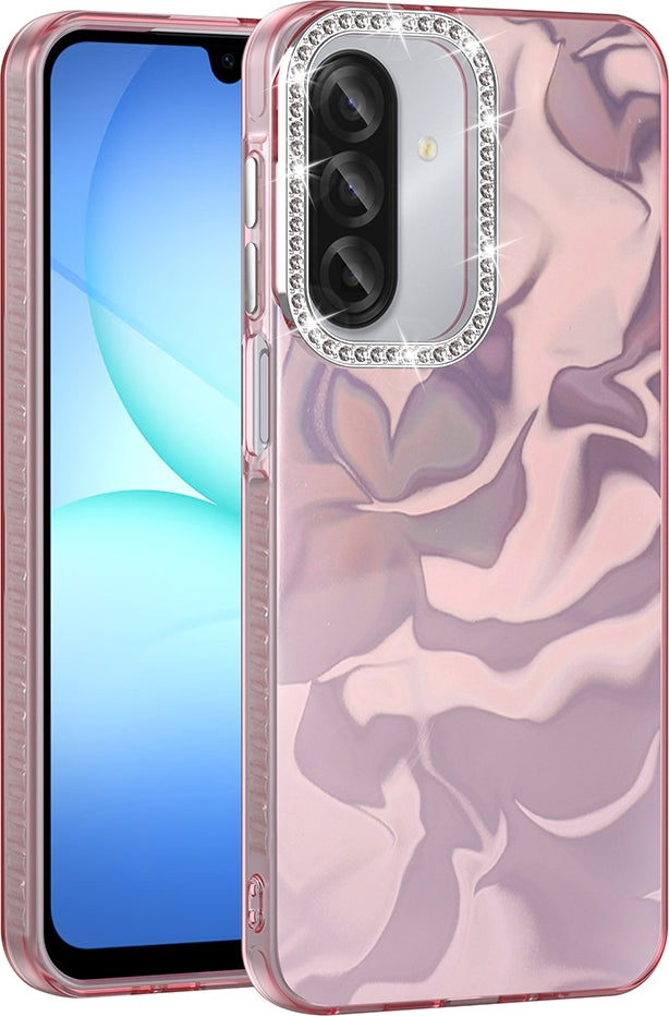 Rengareng Galaxy A17 Kılıf Airbagli Parlak Taş Detay Tasarımlı Zore Esila Kapak - Beyaz