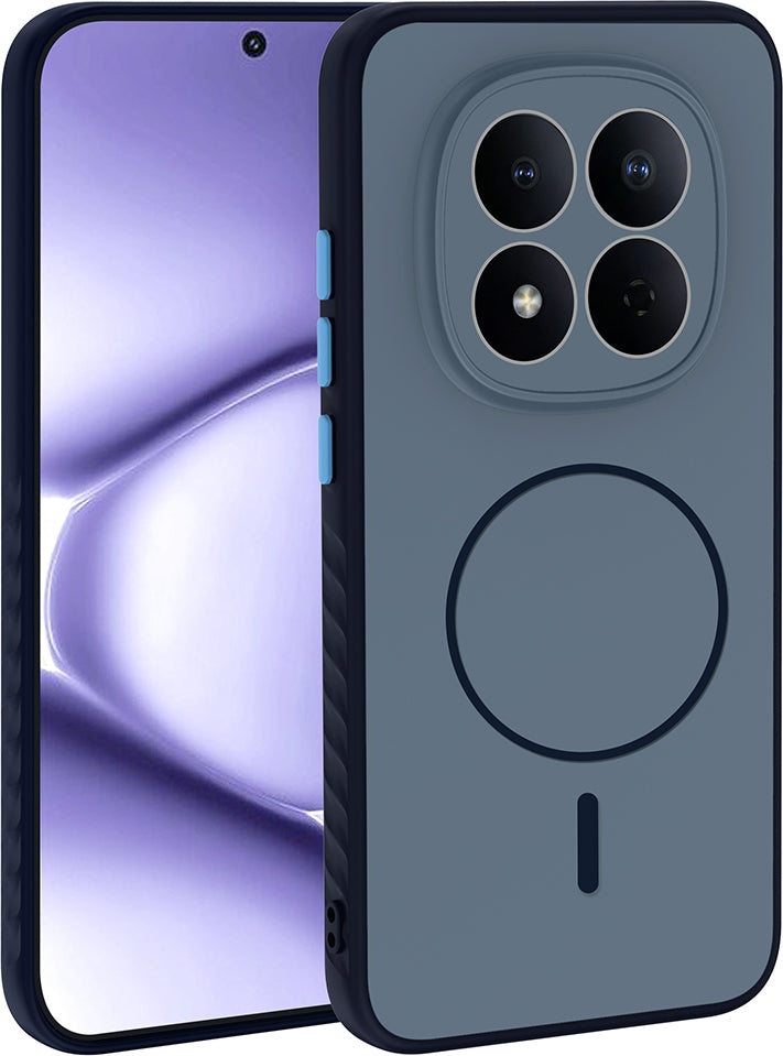 Rengareng Redmi Note 15 Pro Kılıf M-Safe Şarj Özellikli Zore Tea Kapak - Lacivert