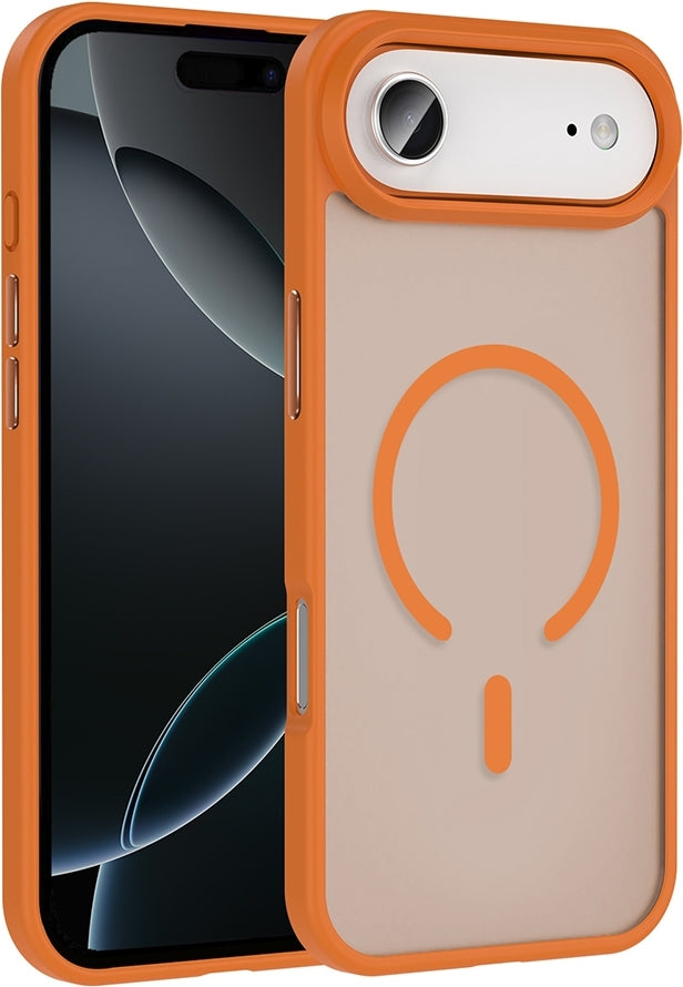 Rengareng iPhone 17 Air Kılıf M-Safe Şarj Özellikli Mat Arka Yüzey Mnc Sio Kapak - Turuncu