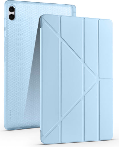 Rengareng Galaxy Tab S11 Ultra Kılıf Zore Tri Folding Kalem Bölmeli Standlı Kılıf - Mavi