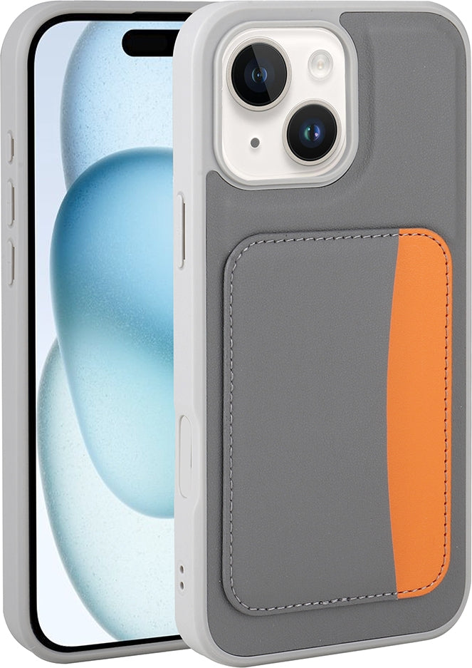 Rengareng iPhone 14 Kılıf Kartlıklı Zore X-Kart Silikon Kapak - Koyu Gri
