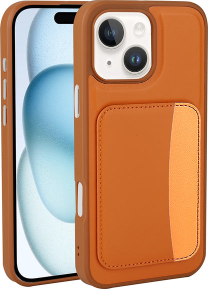 Rengareng iPhone 14 Kılıf Kartlıklı Zore X-Kart Silikon Kapak - Kahverengi