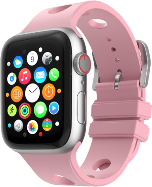 Rengareng Watch 10 42MM Delikli Tasarım Zore KRD-147 Silikon Kordon - Pembe