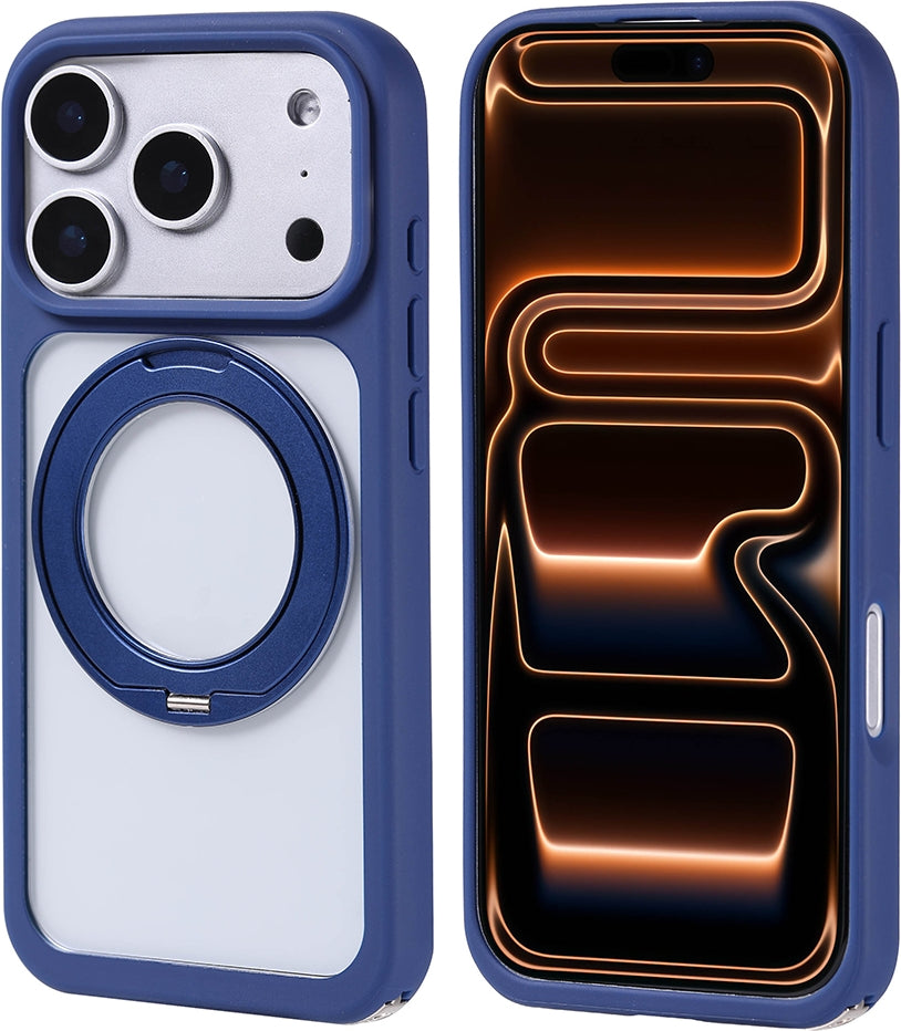 Rengareng iPhone 17 Pro Kılıf M-Safe Şarj Özellikli Standlı Mnc Piza Silikon Kapak - Turuncu