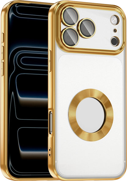 Rengareng iPhone 17 Pro Max Kılıf Kamera Korumalı Logo Gösteren Zore Omega Kapak - Gümüş