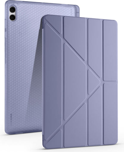 Rengareng Galaxy Tab S11 Ultra Kılıf Zore Tri Folding Kalem Bölmeli Standlı Kılıf - Mor