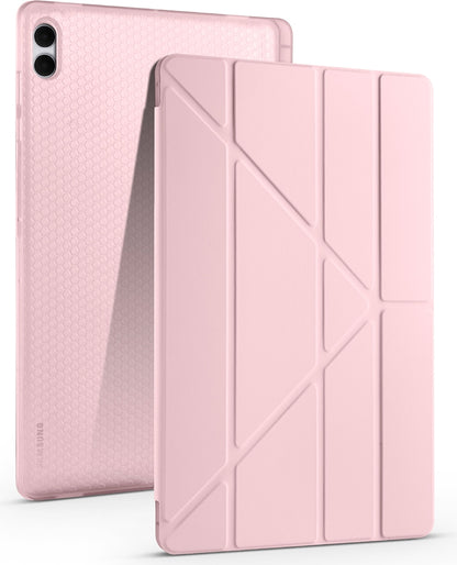 Rengareng Galaxy Tab S11 Ultra Kılıf Zore Tri Folding Kalem Bölmeli Standlı Kılıf - Mor