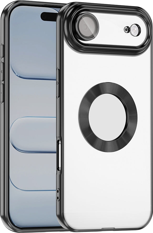 Rengareng iPhone 17 Air Kılıf Kamera Korumalı Logo Gösteren Zore Omega Kapak - Siyah