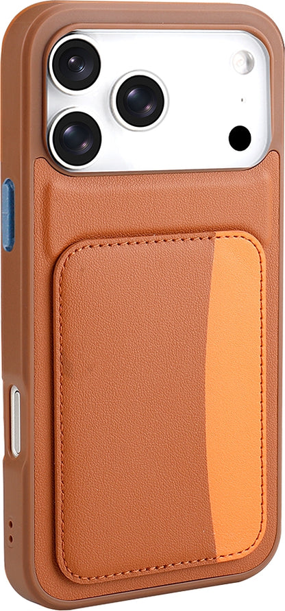 Rengareng iPhone 17 Pro Max Kılıf Kartlıklı Zore X-Kart Silikon Kapak - Kahverengi