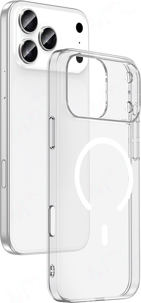 Rengareng iPhone 17 Pro Kılıf Ic Çipli M-Safe Şarj Özellikli Şeffaf Kamera Çerçeveli Zore Toledo Kapak - Şeffa