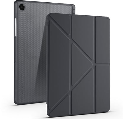 Rengareng Galaxy Tab A11 Plus Kılıf Zore Tri Folding Kalem Bölmeli Standlı Kılıf - Siyah