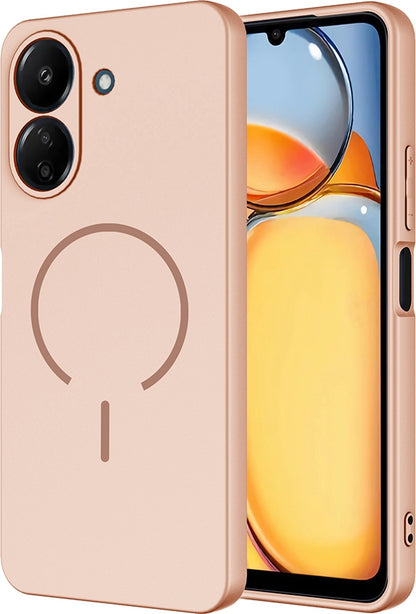 Rengareng Redmi 13C Kılıf M-Safe Şarj Özellikli Zore Meta Kapak - Rose Pembe
