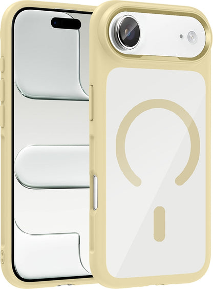 Rengareng iPhone 17 Air Kılıf M-Safe Şarj Özellikli Metal Kamera Çerçeveli Zore Tiko Kapak - Gold