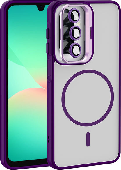 Rengareng Galaxy A17 Kılıf Standlı ve Kamera Lens Hediyeli Zore Etro Kapak - Derin Mor