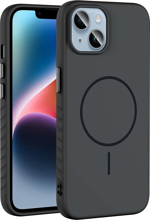 Rengareng iPhone 14 Kılıf M-Safe Şarj Özellikli Zore Tea Kapak - Siyah