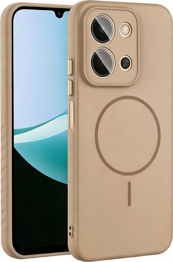 Rengareng Redmi 15C Kılıf M-Safe Şarj Özellikli Zore Tea Kapak - Gold