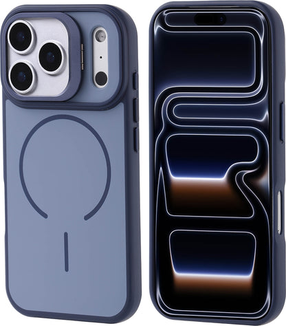 Rengareng iPhone 17 Pro Kılıf M-Safe Şarj Özellikli Kamera Standlı Zore Notron Kapak - Lacivert