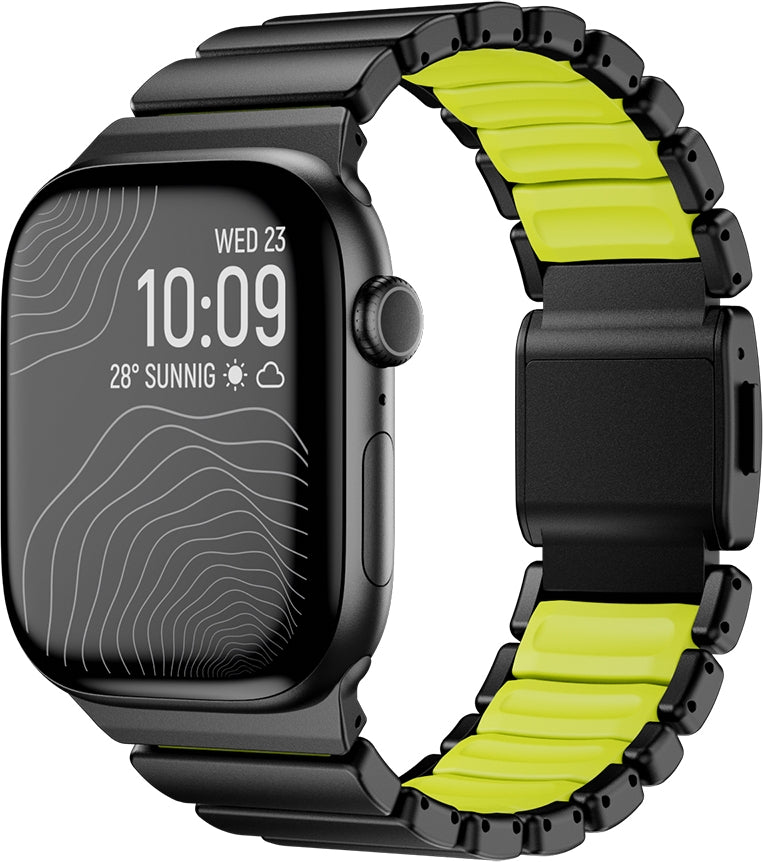 Rengareng Watch 42MM Zore KRD-152 Titanyum Silikon Kordon - Siyah-Yeşil