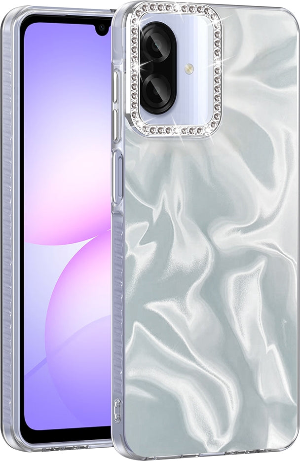 Rengareng Galaxy A07 Kılıf Airbagli Parlak Taş Detay Tasarımlı Zore Esila Kapak - Beyaz