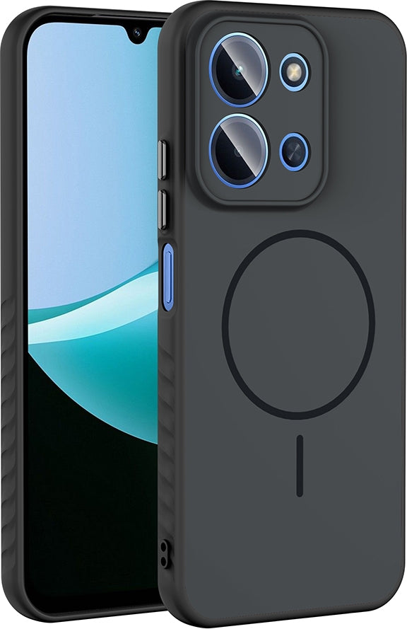 Rengareng Redmi 15C Kılıf M-Safe Şarj Özellikli Zore Tea Kapak - Siyah