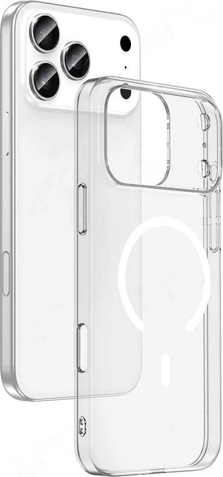 Rengareng iPhone 17 Pro Kamera Korumalı M-Safe Şarj Özellikli Şeffaf Zore London Silikon Kapak - Şeffaf