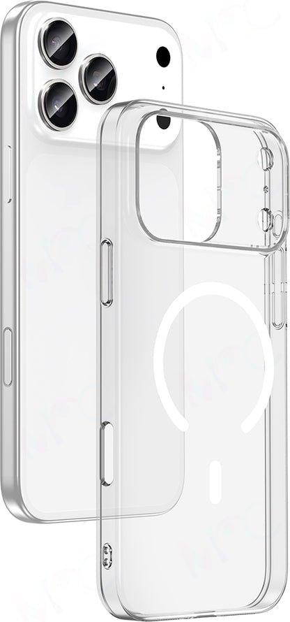 Rengareng iPhone 17 Pro Kamera Korumalı M-Safe Şarj Özellikli Şeffaf Zore London Silikon Kapak - Şeffaf