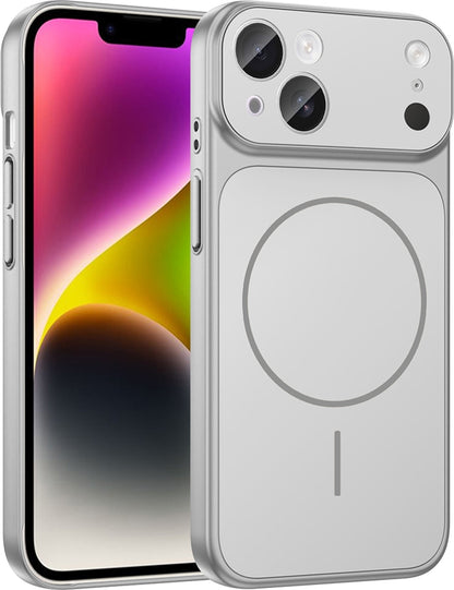 Rengareng iPhone 15 Kılıf Zore M-Safe Şarj Özellikli Kamera Korumalı Formen Kapak - Gümüş