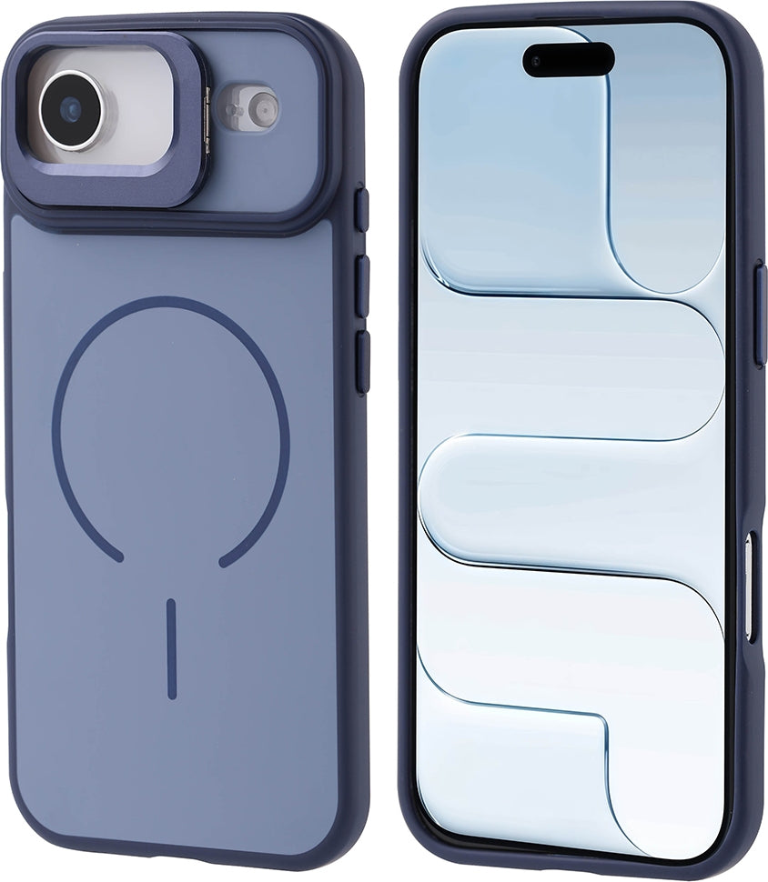 Rengareng iPhone 17 Air Kılıf M-Safe Şarj Özellikli Kamera Standlı Zore Notron Kapak - Lacivert