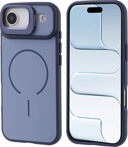 Rengareng iPhone 17 Air Kılıf M-Safe Şarj Özellikli Kamera Standlı Zore Notron Kapak - Lacivert